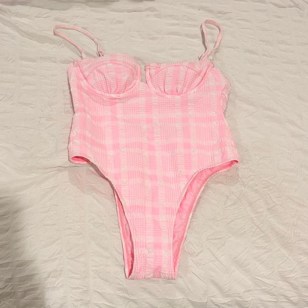Pink Plaid One-Piece Swimsuit